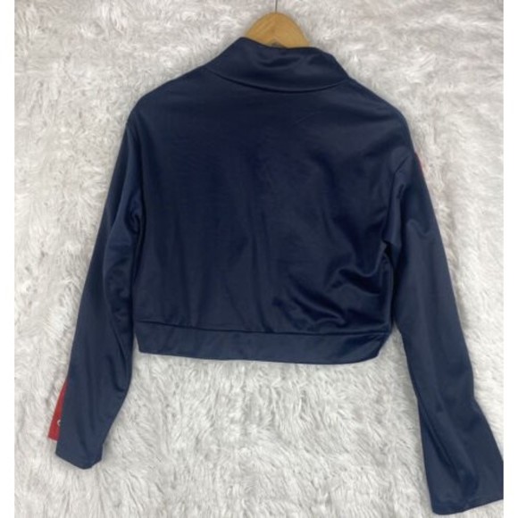 Divided H&M Jacket Women XS Navy Crop Track Full Zip Oversized Snap Button - Picture 5 of 8